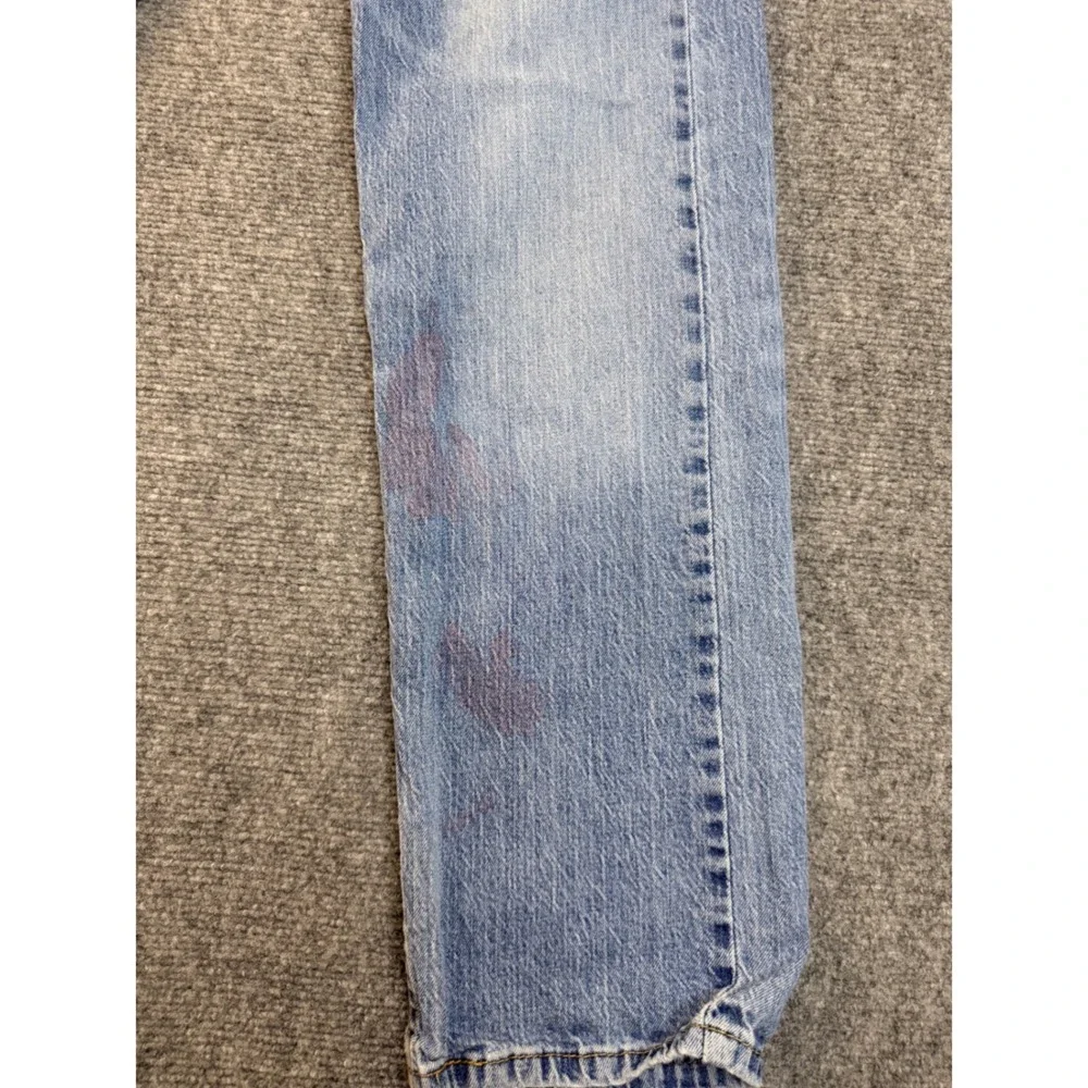Levis 505 Mens Jeans 32x30 Blue Denim Regular‎ Fit Straight Leg Stained Vintage